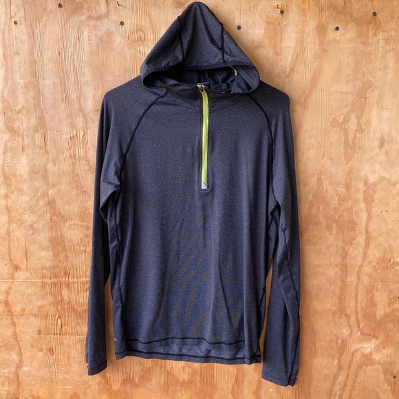 Prana Quarter Zip Breaker charcoal Gray Hooded sweatshirt - Picture 3 of 11